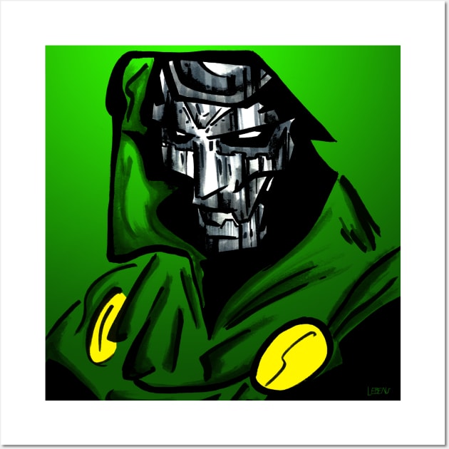 the doctor doom in secret wars with fantastic four Wall Art by jorge_lebeau